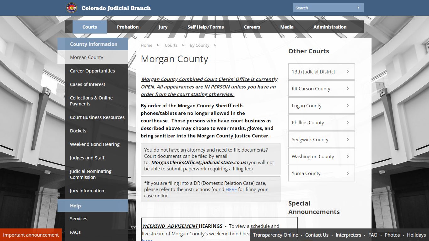 Colorado Judicial Branch - Morgan County - Homepage